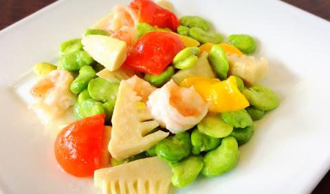 そら豆と海老の塩炒め